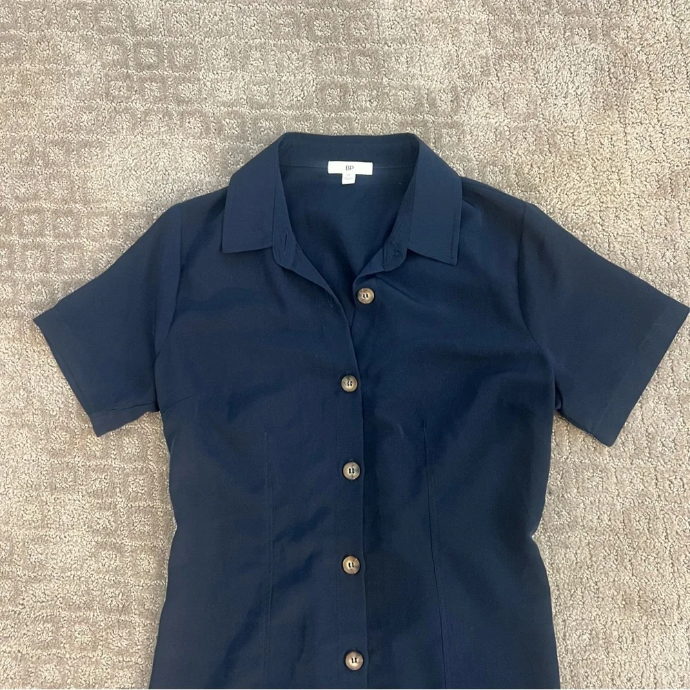 NWOT Nordstrom BP Navy Blue Shirt Dress With Drawstring in the Back, Size Medium - Picture 5 of 11
